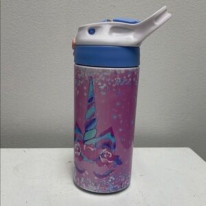 Unicorn Water Bottle with Flip Straw 12 oz